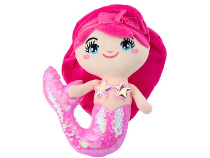 Plyšová mořská panna s flitrovým ocasem světle růžová 28cm