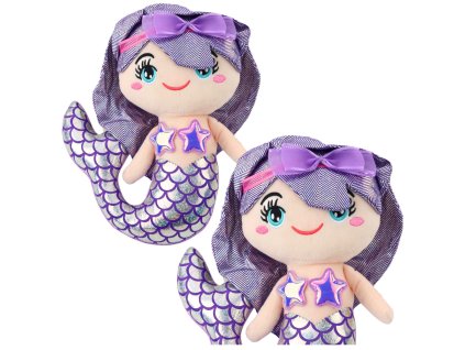 Fialová Plyšová Mořská Panna Hebká Panenka Holografický Ocas 25cm