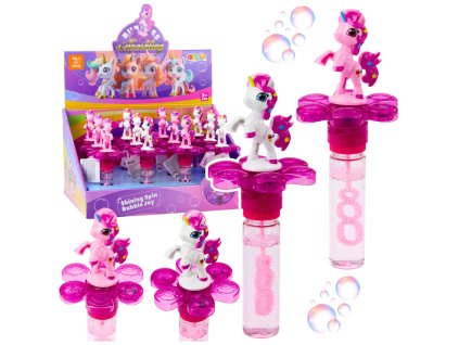 Univerzální Bublifuk Jednorožec s Otáčivým Světelným Kvítkem 20cm Mix