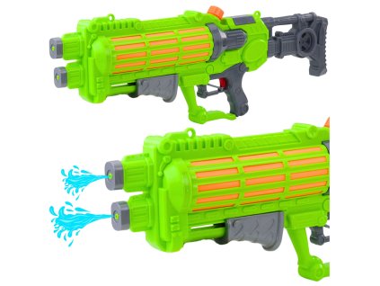 Velká Vodní Pistole s Mechanickým Pumpováním, Dvojitá Tryska, Zelená, 1250 ml