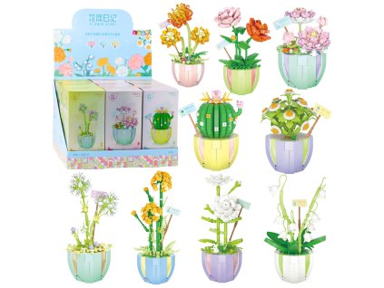 Stavebnice Květiny v Květináčích Barevné 269-444 ks