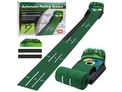 Tréninková Filcová Podložka na Golf s Autom. Návratem Míčků - 3 Jímky, 175 cm