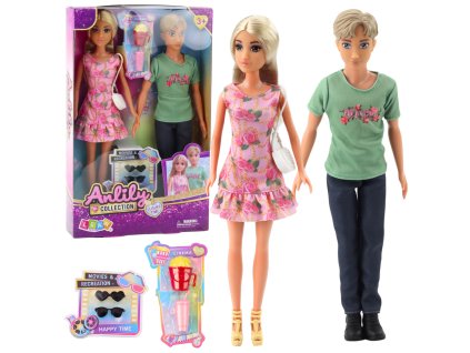 Sada panenek Anlily Dívka s chlapcem Doplňky Brýle Kabelka