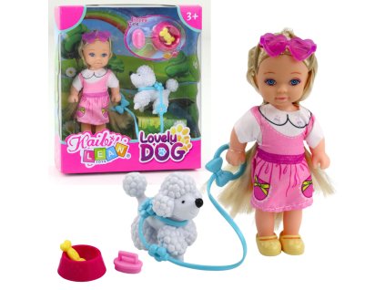 Sada Mini Panenka se Psem na Vodítku Miska s Kostí