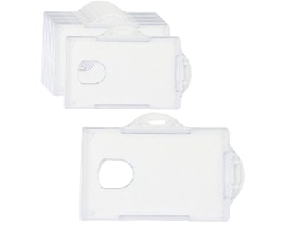 Horizontální pouzdro na identifikační karty, tvrdý průhledný plast, 10ks