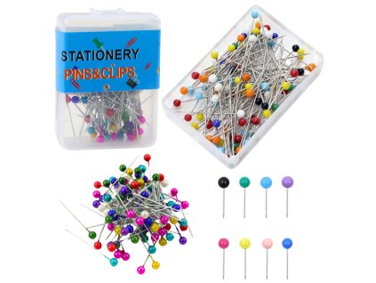 Sada Krejčovské Špendlíky s Barevnou Hlavou - 100 ks