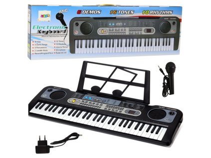 Elektronický klavír s mikrofonem, stojánkem na noty, nahráváním a přehráváním