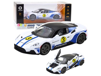 Kovový Sportovní Auto 1:22 Světla Zvuky Pohon Bílý