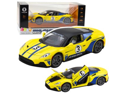 Kovové Sportovní Auto 1:22 Světla Zvuky Pohon Žluté