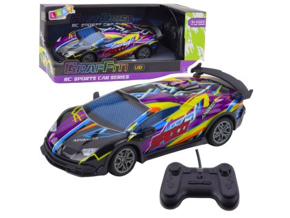 Fialové RC sportovní auto s LED světly, měřítko 1:22