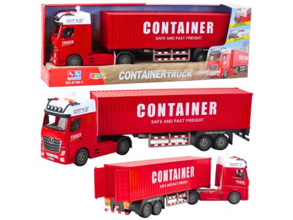 Červený Dopravní Kamion s Kontejnerem Světla Zvuky