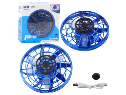 Létající Disk UFO pro Házení s LED Světlem Gyroskop Modrý