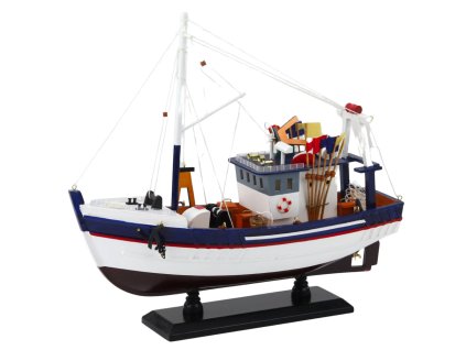 Kolekcionářský Dekorační Model Rybářský Kuter s Výbavou 37x34cm