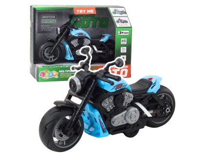Motocykl Hračka Na Baterie Pohon Světla Zvuky Modrý