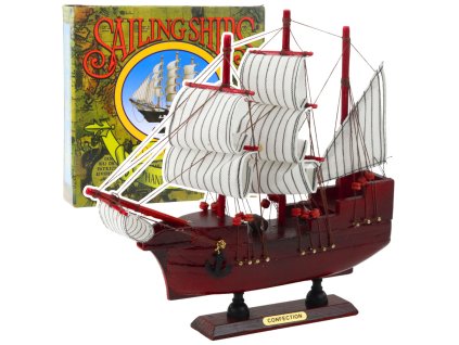 Model Sběratelská Dekorativní Loď Plachetnice Červená 24x23cm