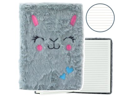 Plyšový Zápisník A5 Na Linky Šedý Zajíc 80 Listů