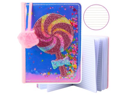 Holografický Zápisník A5 s Lízátkem a Konfetami - 80 Listů