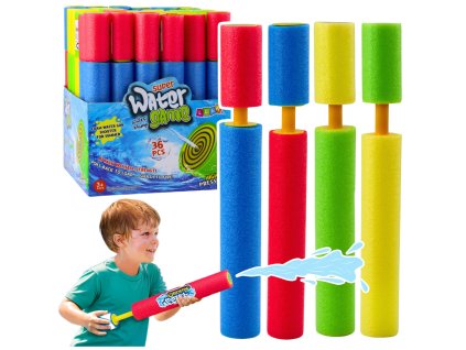 Pěnová Vodní Zbraň Pumpa Barevná Tuba 30cm Mix