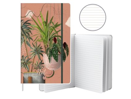 Poznámkový Blok Sešit Plánovač Linkovaný Listy Rostliny Gumička A5 80 Listů
