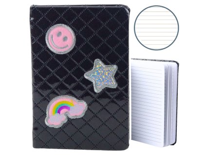 Notýsek S Liniemi Brokátové Nálepky Černý B6 80 Listů