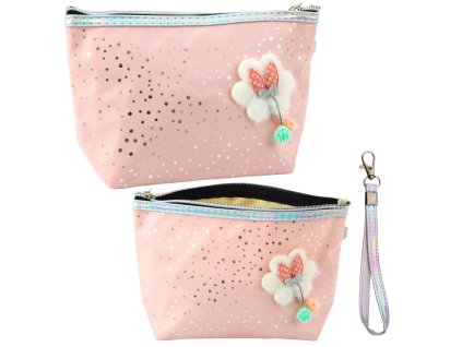 Kosmetická Taštička Stuha Lesklé Tečky Pudrová Růžová 23x16cm