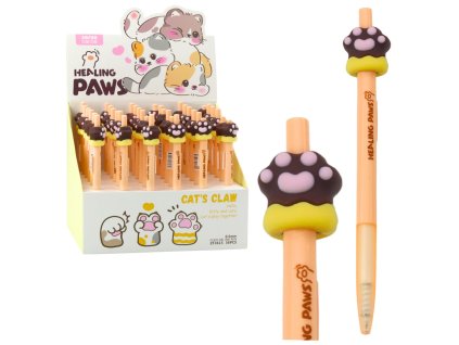 Gelové Pero Kočičí Tlapka Hnědá Modrý Inkoust 15cm 0.5mm