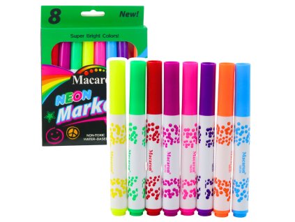 Sada Neonových Školních Fixů Vodní Inkoust Barevné 8ks