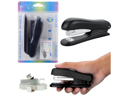Černá kancelářská sešívačka do 30 listů Sada sešívaček 24/6 13 cm