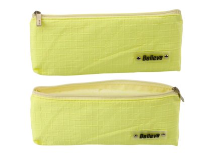 Jednokomorový Školní nebo Kancelářský Penál Tisknutá Mřížka Žlutý 21x9,5cm