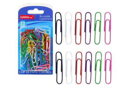 Sada Barevné Kancelářské Sponky na Papír 33mm 90ks