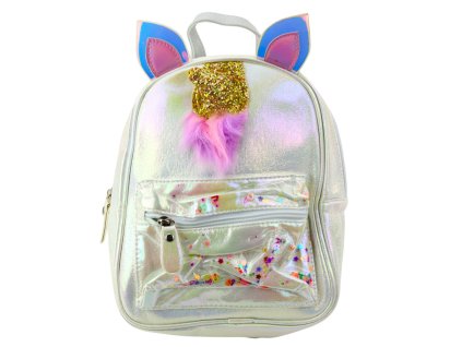Dětský Batoh S Jednorožčím Rohem Pohyblivé Konfety Perleťový 25cm 4,5L