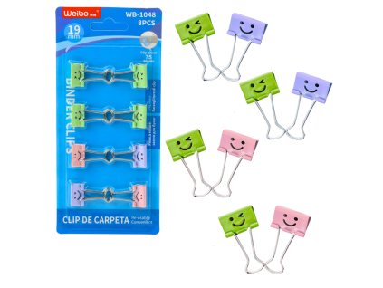 Sada Kancelářských Klipů na Papíry Barevné Smajlíky 8ks 19mm