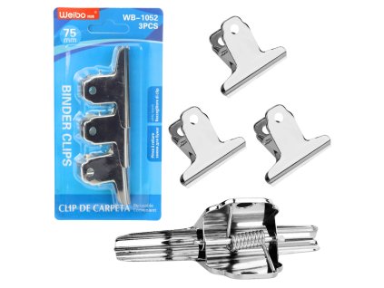 Sada Kovových Kancelářských Klipů 3ks 75mm