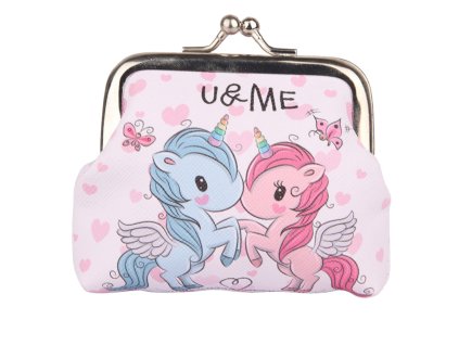 Dětská Peněženka Dva Jednorožci U&ME Kovový Uzávěr 10x9cm