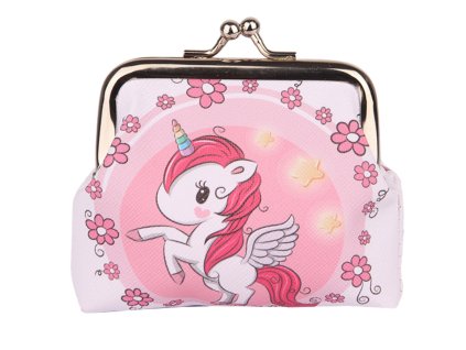 Dětská Peněženka Jednorožec Květiny Kovové Zapínání 10x9cm
