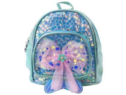 Dětský Batoh Flitry Tylová Mašle Modrý 20cm 3,8L