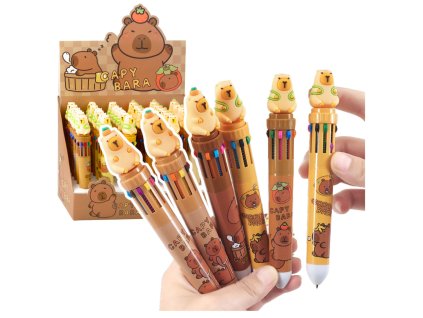 Automatické vícebarevné pero s figurkou Kapibara 10v1