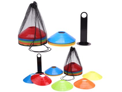 Sada Tréninkových Kuželů s Držákem a Síťovým Vakem 50ks Barevné