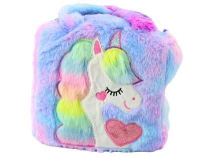 Dětská Plyšová Taška S Jednorožcem Nastavitelný Popruh Barevná 24x9cm