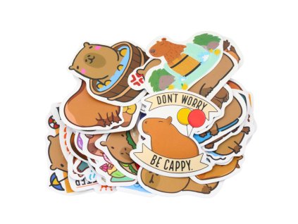 Sada Samolepek Kapybara Různé Vzory Matné 50ks