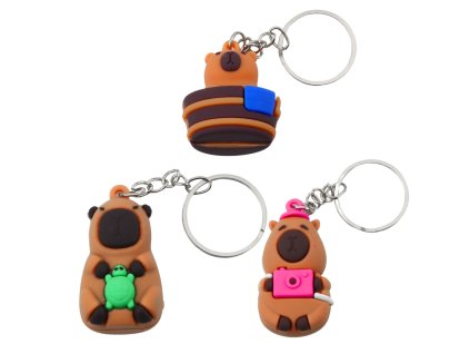 Přívěsek kapybara s želvou, fotoaparátem nebo ve vaně kroužek mix