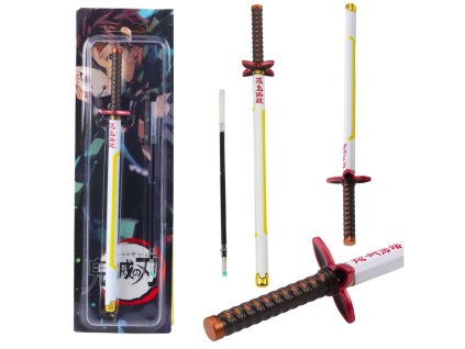 Kuličkové pero Katana Anime Kovové Černý Inkoust Vyměnitelná Náplň Bílo-Žluté