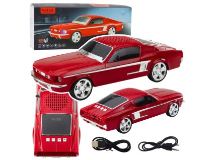 Bezdrátový Reproduktor Bluetooth Klasické Auto LED Světla Červený