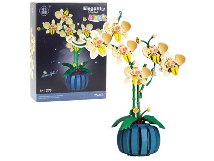 Stavebnice Orchidej v Květináči Žlutá 766 ks