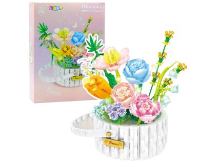 Stavebnice Květinová Kompozice v Košíku LED 1376 ks