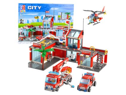 Stavebnice Základna Hasičská Vozidla Hasičský Sbor 4v1 808 ks