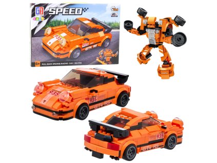 Stavebnice Na Kola 2v1 Auto a Robot Oranžový 354 ks