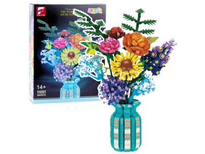 Konstrukční Kostky - Květinová Kytice ve Váze Barevná, 1853 ks.