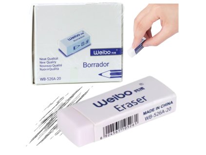 Bílá školní a kancelářská mazací guma WB-526A-20, 6cm