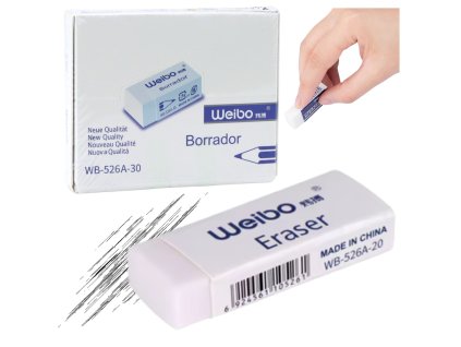 Bílá školní a kancelářská guma na mazání WB-526A-30 4cm